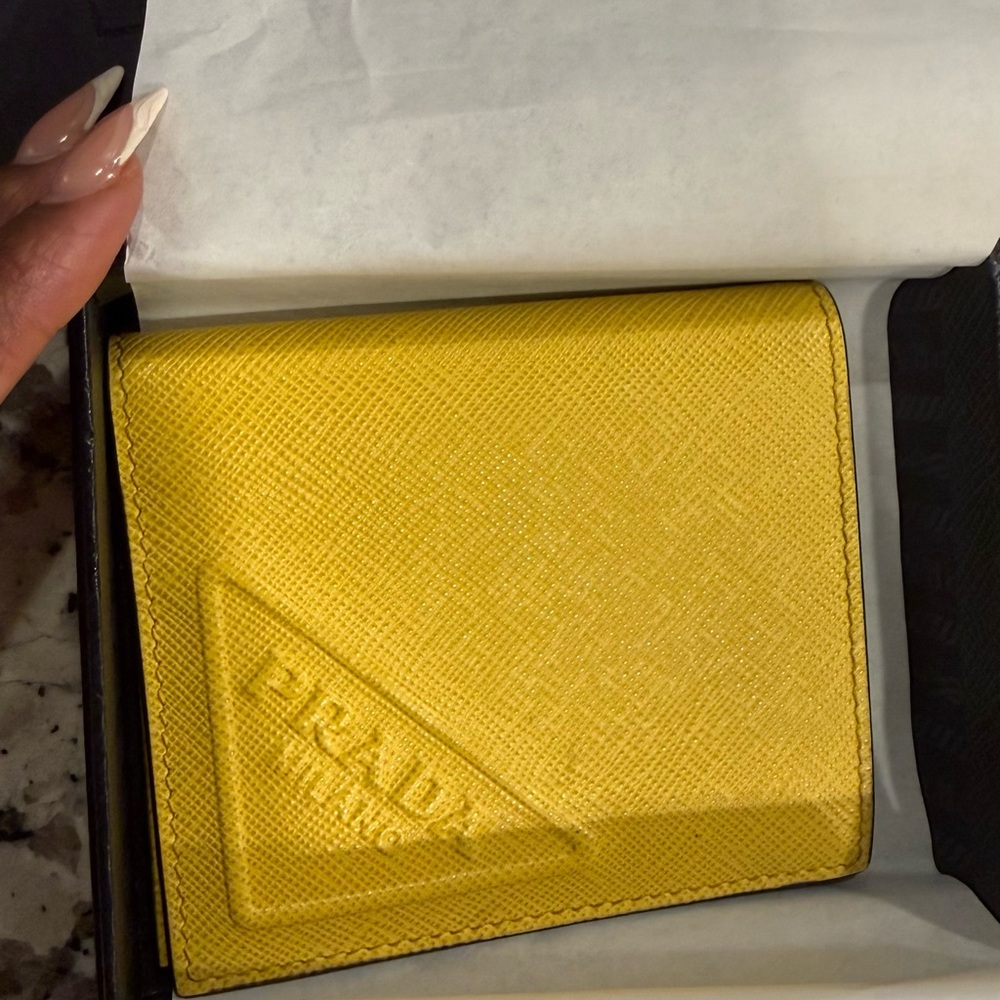 Prada Yellow Saffiano Leather Bifold Wallet